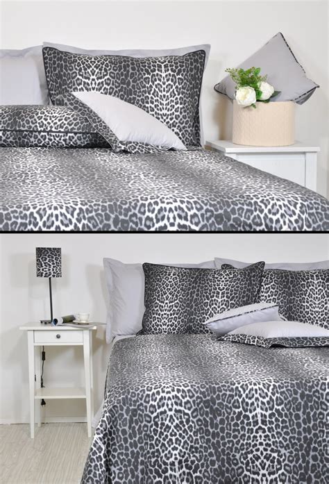 grey leopard print duvet cover